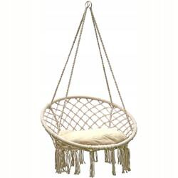 Huśtawka hamak ażurowy fotel wiszący 80x60cm z poduszką ecru