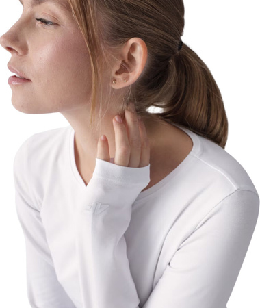 Koszulka damska Longsleeve 4F F376 biała 4FWMM00TLONF376 10S