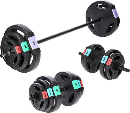 Zestaw sztanga i sztangielki kompozytowe treningowe HMS SGSP60 62 kg