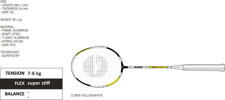Rakieta do badmintona Hi-tec Spin żółto-biała