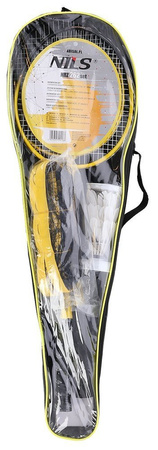 Zestaw rakiet do badmintona lotki z piór 3 sztuki siatka 600x60cm pokrowiec Nils NRZ262 aluminium