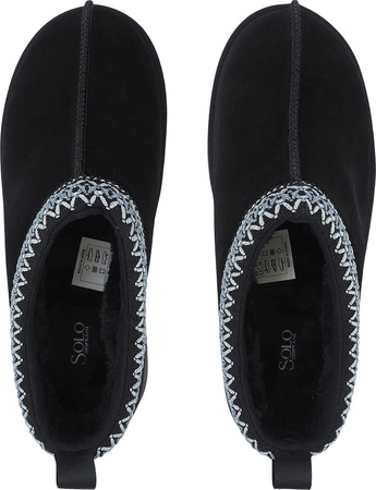 Buty damskie skórzane Solo Soprani Couture Sabot fur Hugh Platform czarne SSW421P22 53