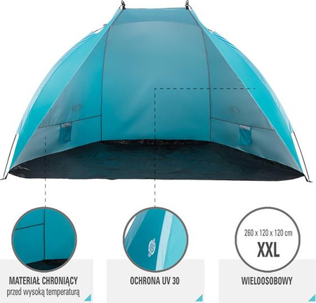 Namiot plażowy Nils Camp NC8030 260X120X120 cm turkusowy
