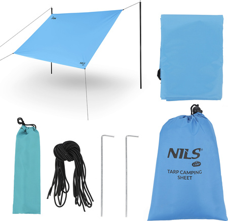 Trap namiot płachta kempingowa survival wodoodporna Nils Camp NC17111 niebieska 230X140cm