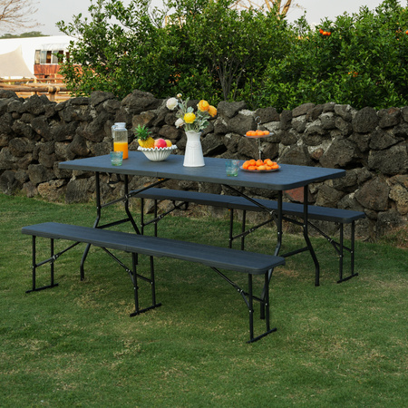 Ławka turystyczna kempingowa ogrodowa składana Nils Camp NC3404 antracyt 183x28x43cm