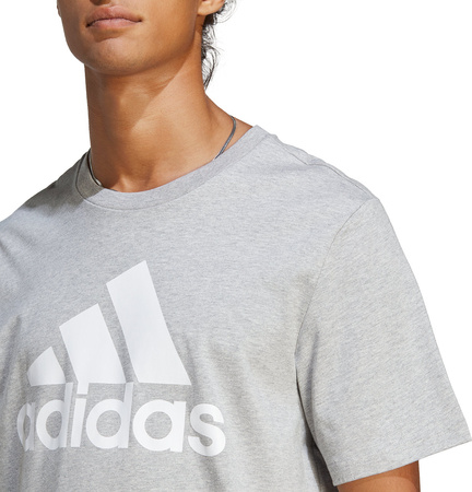 Koszulka męska adidas Essentials Single Jersey 3-Stripes Tee szara IC9350