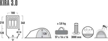Namiot High Peak Kira 3 jasnoszary 10370