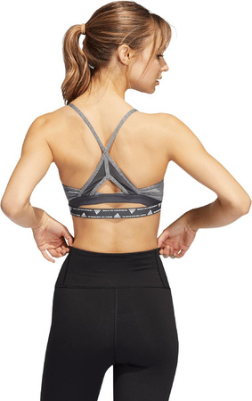 Stanik damski adidas Aeroreact Training Light-Support 3-Stripes Bra ciemnoszary HC7870