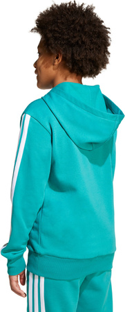 Bluza dla dzieci adidas 3 Stripes Fleece Hoodie 225 turkusowa JN2417