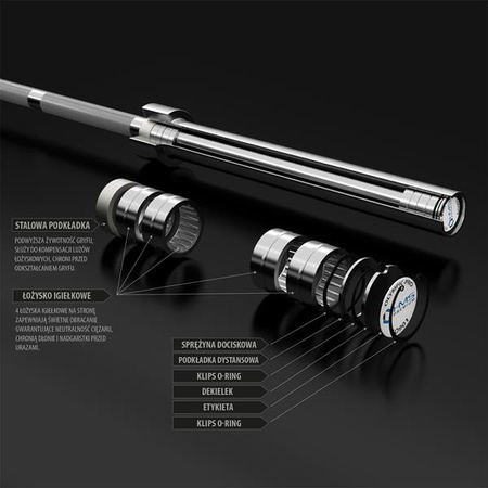 Gryf olimpijski HMS Premium GO901 900 kg Zaciski Lock Jaw ZG1500 srebrne 2 sztuki