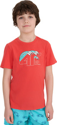 Koszulka dla chłopca 4F M1917 koralowa 4FJWSS25TTSHM1917 63S