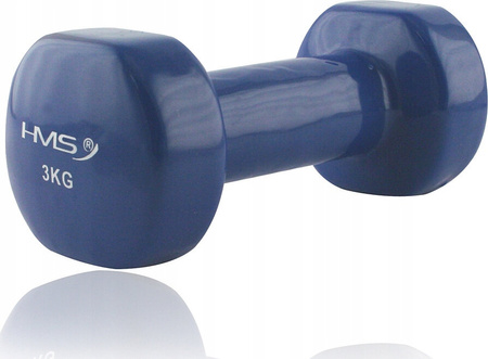 Ciężarek żeliwny hantla do ćwiczeń fitness pokryty winylem HMS 17023 3 kg