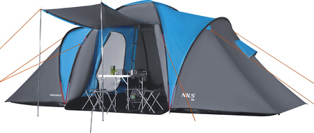 Namiot kempingowy turystyczny highland IV Nils Camp NC6431 4 osobowy niebiesko-szary 390x210x130cm