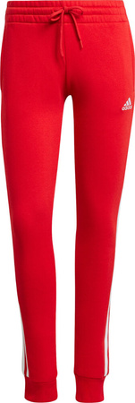 Spodnie damskie dresowe joggery adidas Essentials 3-Stripes Fleece czerwone IY1719