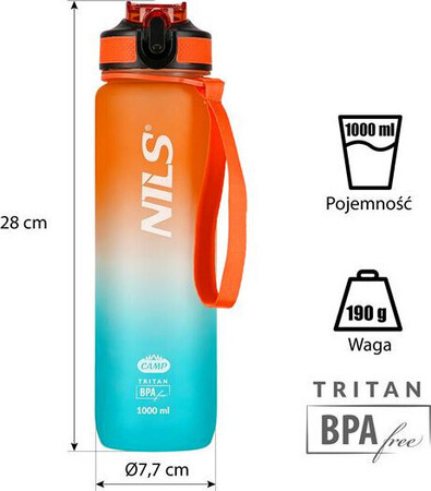 Butelka tritanowa Nils camp ncd68 pomarańczowo-niebieska