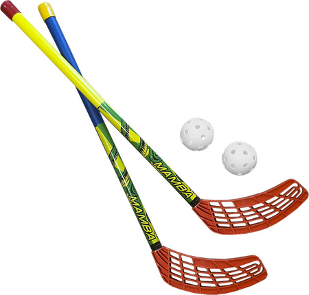 Zestaw do unihokeja Azetx Mamba Junior 2 kije HDPE proste bez owijki 62 cm  2 piłki Optimus
