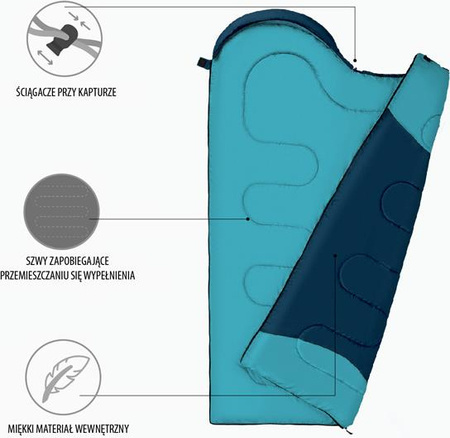 Śpiwór turystyczny mumia Nils Camp NC2008 niebieski 215x75cm