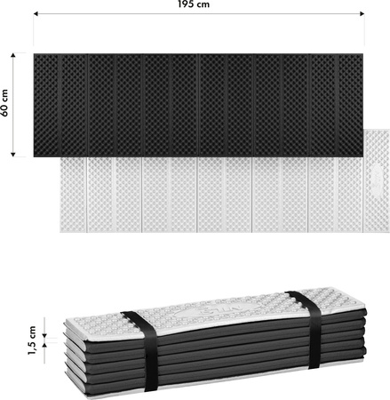 Karimata składana turystyczna trekkingowa z aluminiowym XPE 195×60×1,5 cm