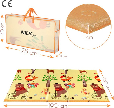 Mata dziecięca składana Nils Fun Forest rozmiar 190 x 150 cm