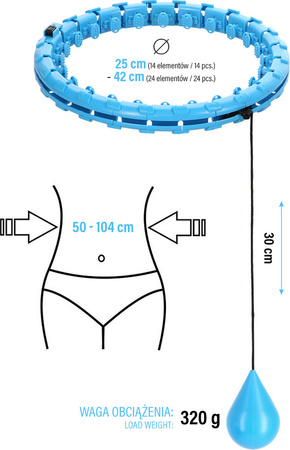 Hula hop z wypustkami i obciążnikiem One Fitness oha01 niebieskie