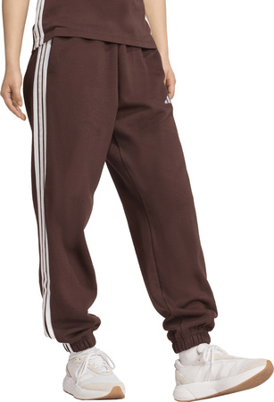Spodnie damskie adidas Essentials 3-Stripes Fleece Loose-Fit brązowe JY3069