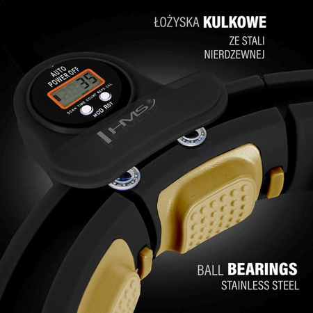 Zestaw Hula hop magnetyczny czarno-złote HHM13 z licznikiem HMS pas wyszczuplający BR163