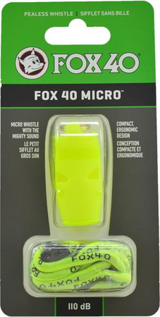 Gwizdek Fox 40 Micro neon żółty ze sznurkiem 9513-1308