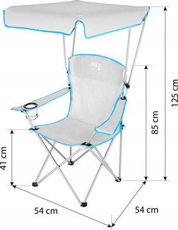 Krzesło turystyczne z daszkiem składane Nils Camp NC3087 szary