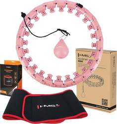 Zestaw hula hop z wypustkami i obciążnikiem HMS hhw01 różowe   pas wyszczuplający br163 czerwony
