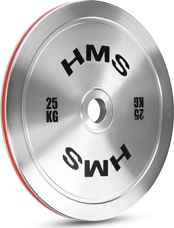 Talerz olimpijski bumper obciążeniestalowy kalibrowany 25 kg HMS TOS250