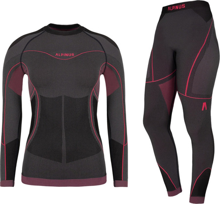 Bielizna termoaktywna damska Alpinus Tactical Mora Set grafitowo-różowa SI8925 - SI8928