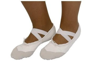 Baletki bawełniano-skórzane białe "S"