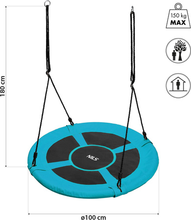 Bocianie gniazdo huśtawka Nils Camp NB5031 turkusowa średnica 100cm