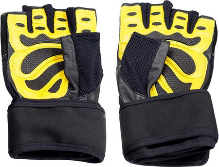 Rękawiczki kulturystyczne na siłownię HMS RST01 rozmiar XXL czarno-żółte