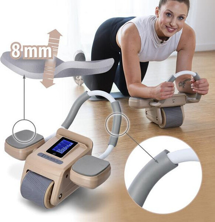 Automatyczne koło do ćwiczeń mięśni brzucha z podparciem kółko ABS KA08 brązowe