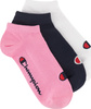Skarpety Champion 3 pary Sneaker Socks różowe, czarne, białe U20100 PS009