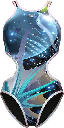 Damski Strój Kąpielowy Women's Arena One Print Swimsuit Tech Ba  dress blues rozmiar 30