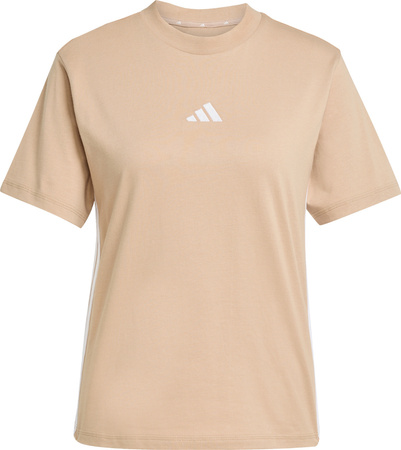 Koszulka damska adidas Essentials 3-Stripes Cotton beżowa JX7616