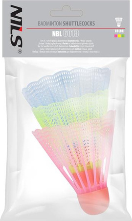 Lotki do badmintona nylon Nils NBL6013 wielokolorowe 3 sztuki