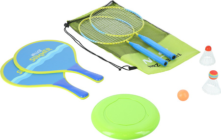 3w1 Zestaw do badmintona 2 rakiety 2 rakiety na plażę lotki frisbee junior Nils NRZ053