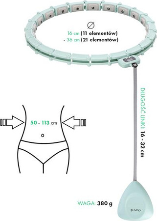 Hula hop z magnesami obciążnikiem licznikiem zielony HMS HHM14