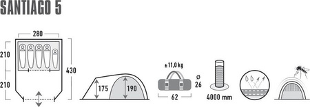 Namiot High Peak Santiago 5.0 szary 11802