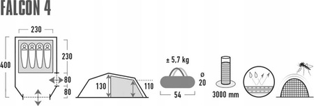 Namiot High Peak Falcon 4 oliwkowo-czerwony 10327