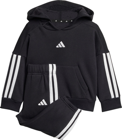 Dres dla dzieci adidas Essentials Joggers 3 Stripes Fleece Hoodie czarny JD6484