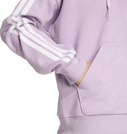 Bluza damska adidas Essentials 3-Stripes Full-Zip Fleece Hoodie fioletowa JY3080