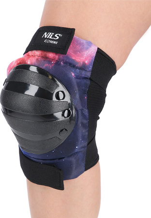 Zestaw ochraniaczy na kolana łokcie nadgarstki dla młodzieży na rolki deskorolkę hulajnogę Nils Extreme H734 czarne rozmiar L