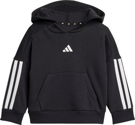 Dres dla dzieci adidas Essentials Joggers 3 Stripes Fleece Hoodie czarny JD6484