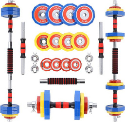 Sztanga gryf z obciążeniem sztangielki / hantle w walizce HMS SKC20 2x10 kg