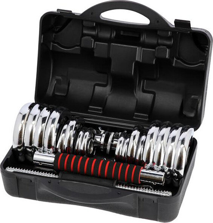 Sztangielki/sztanga w walizce stal chromowana HMS STC30 2x15 KG