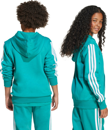 Bluza dla dzieci adidas 3 Stripes Fleece Hoodie 225 turkusowa JN2417